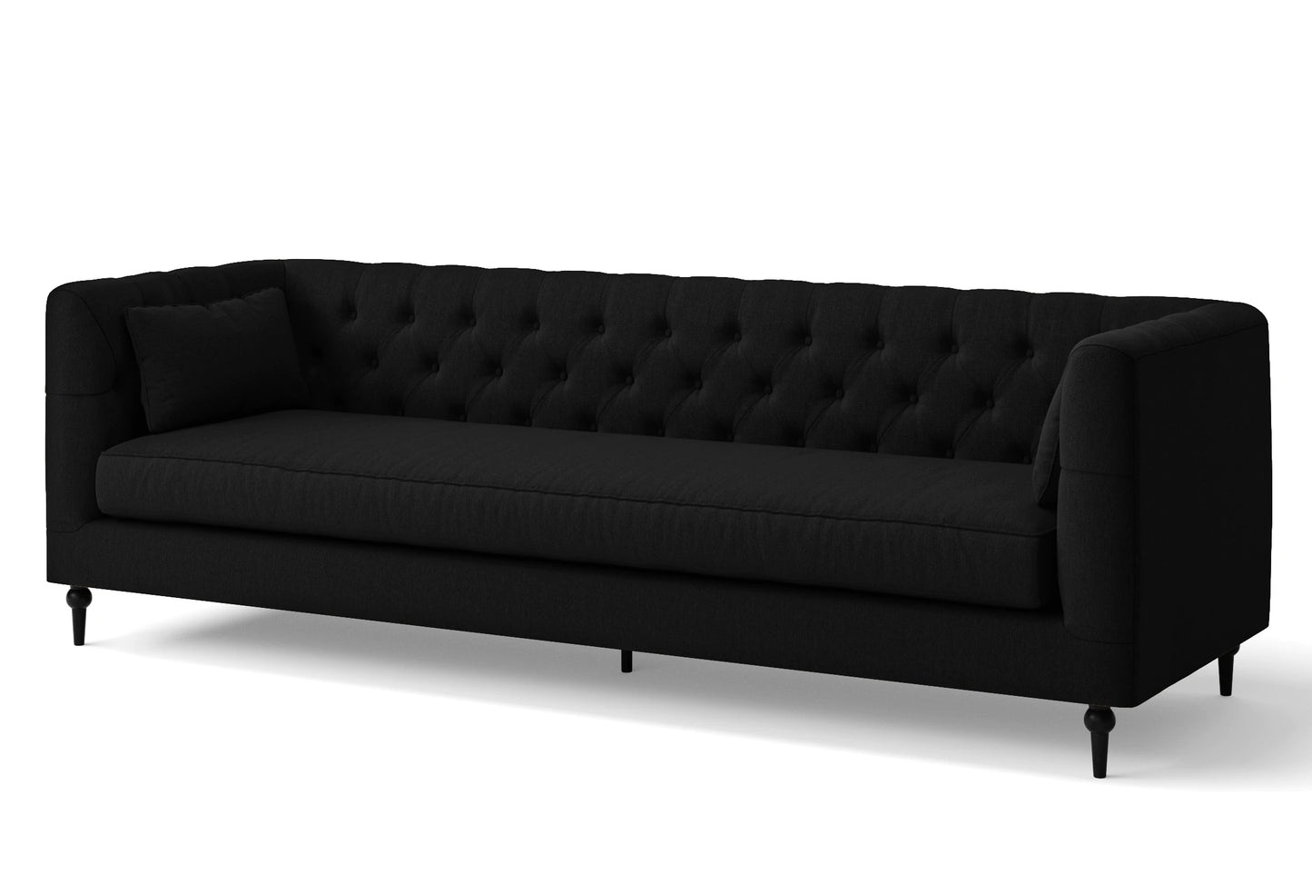 Sanremo 4 Seater Sofa Black Linen Fabric