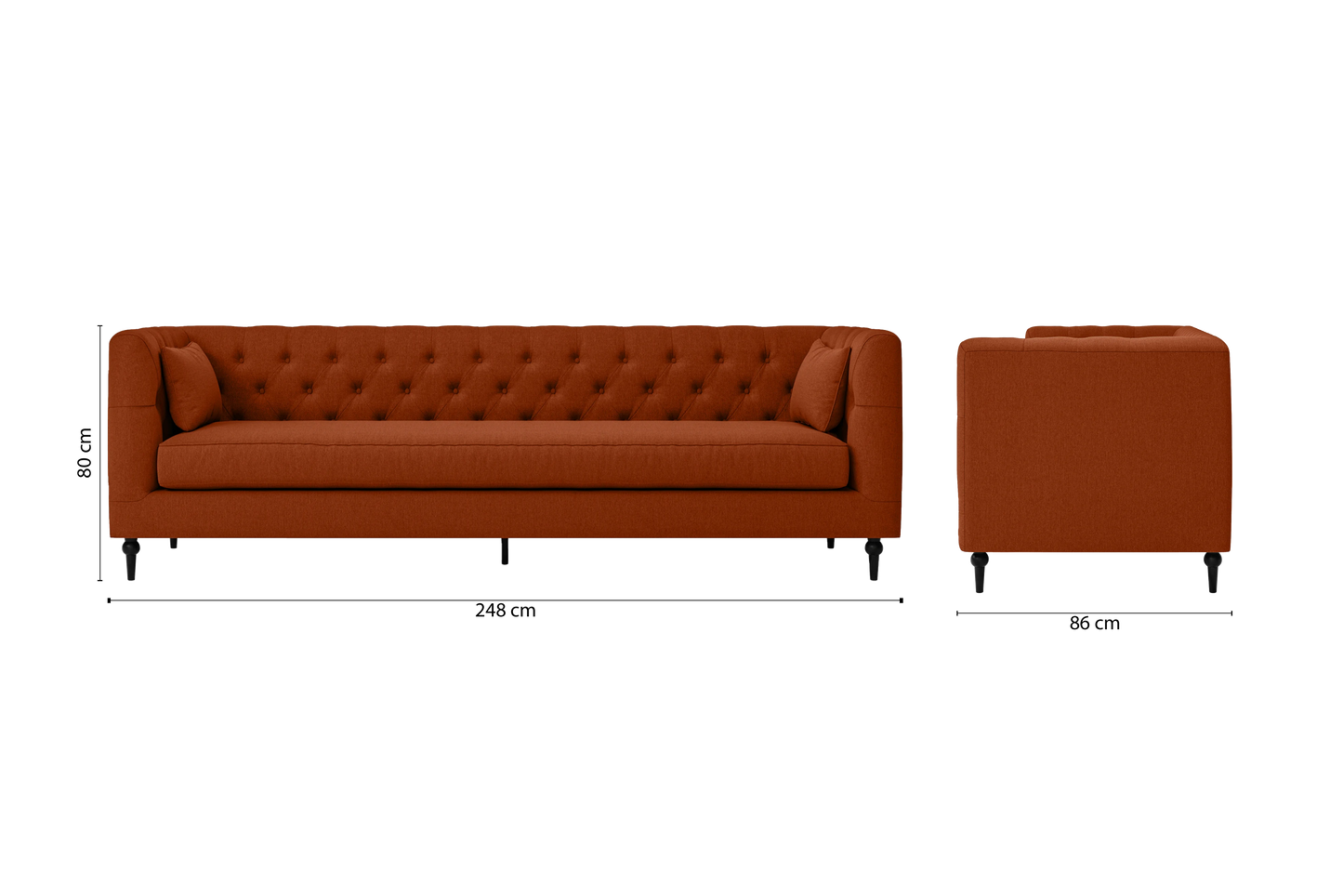 Sanremo 4 Seater Sofa Orange Linen Fabric