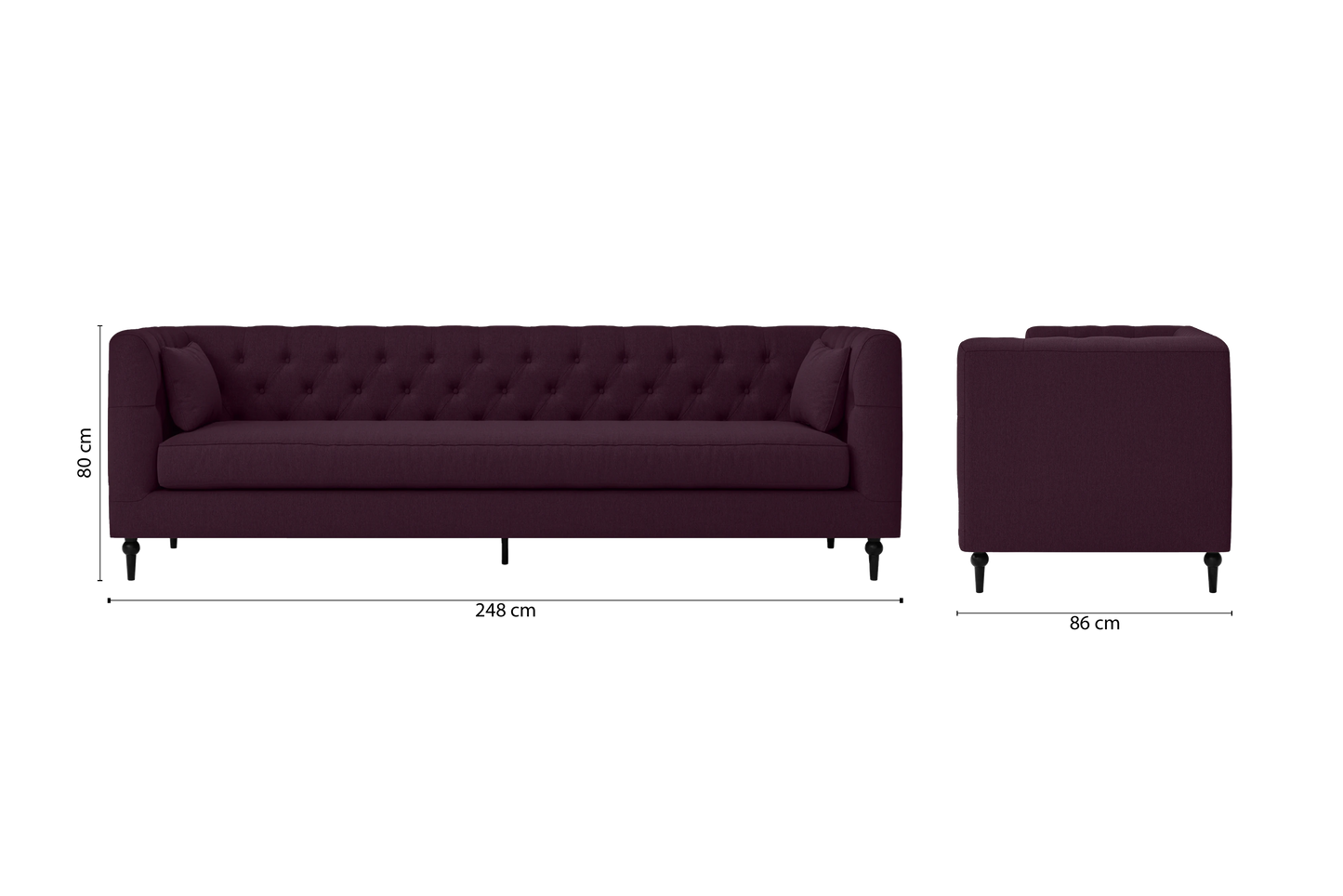 Sanremo 4 Seater Sofa Purple Linen Fabric