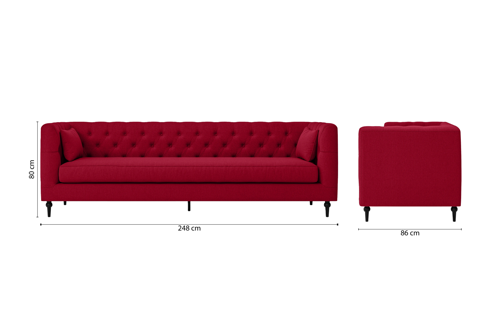 Sanremo 4 Seater Sofa Red Linen Fabric