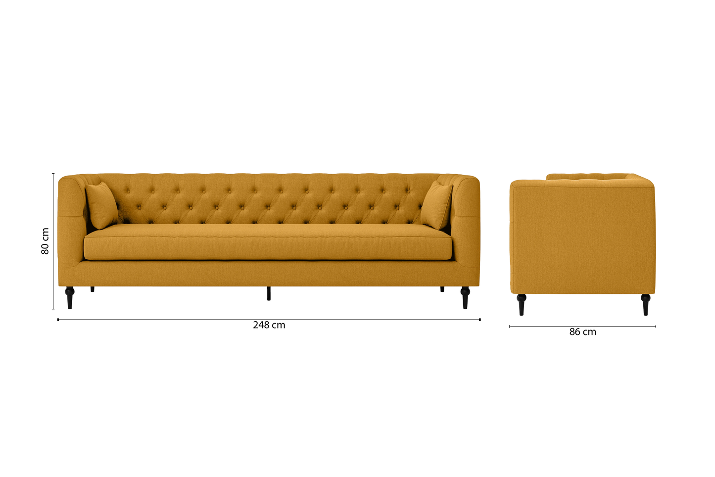 Sanremo 4 Seater Sofa Yellow Linen Fabric