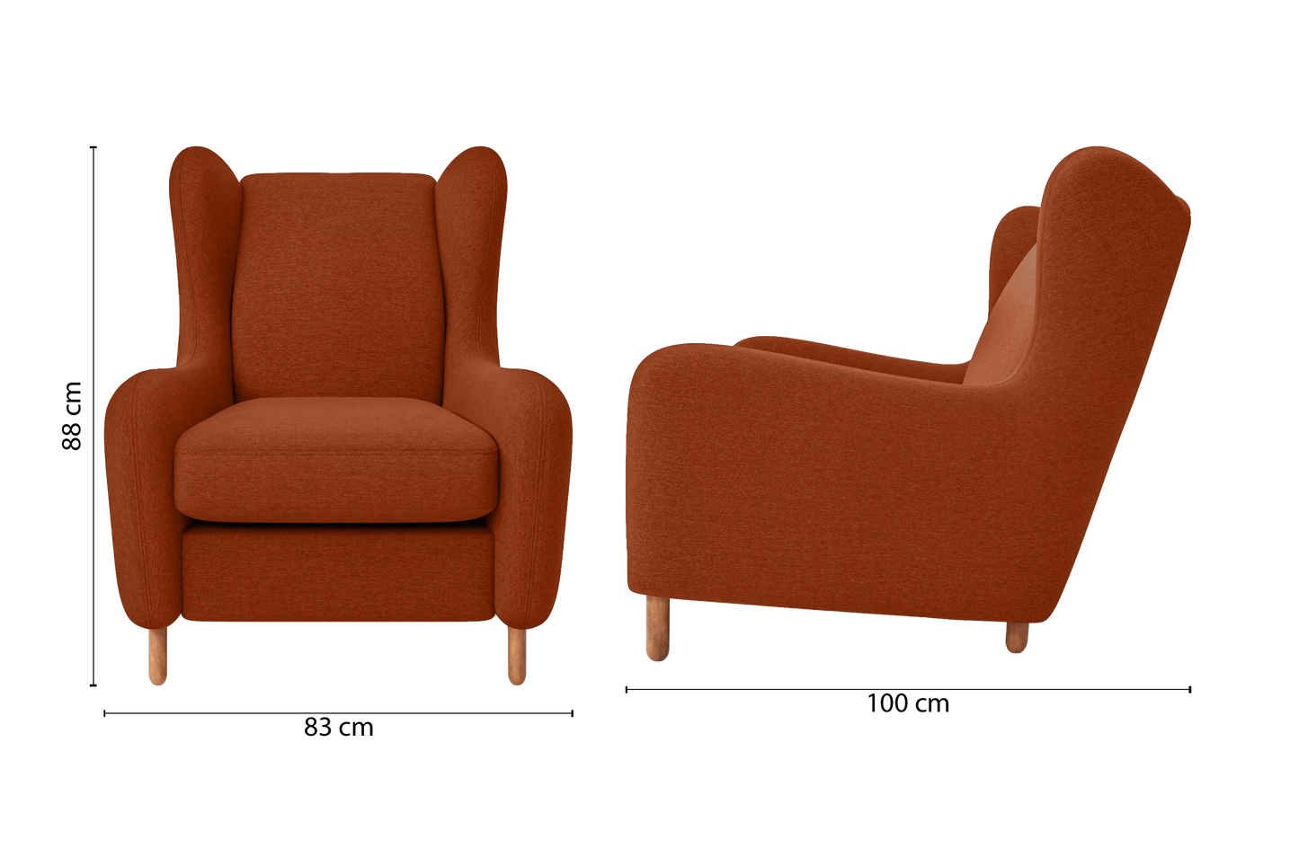 Sassari Armchair Orange Linen Fabric