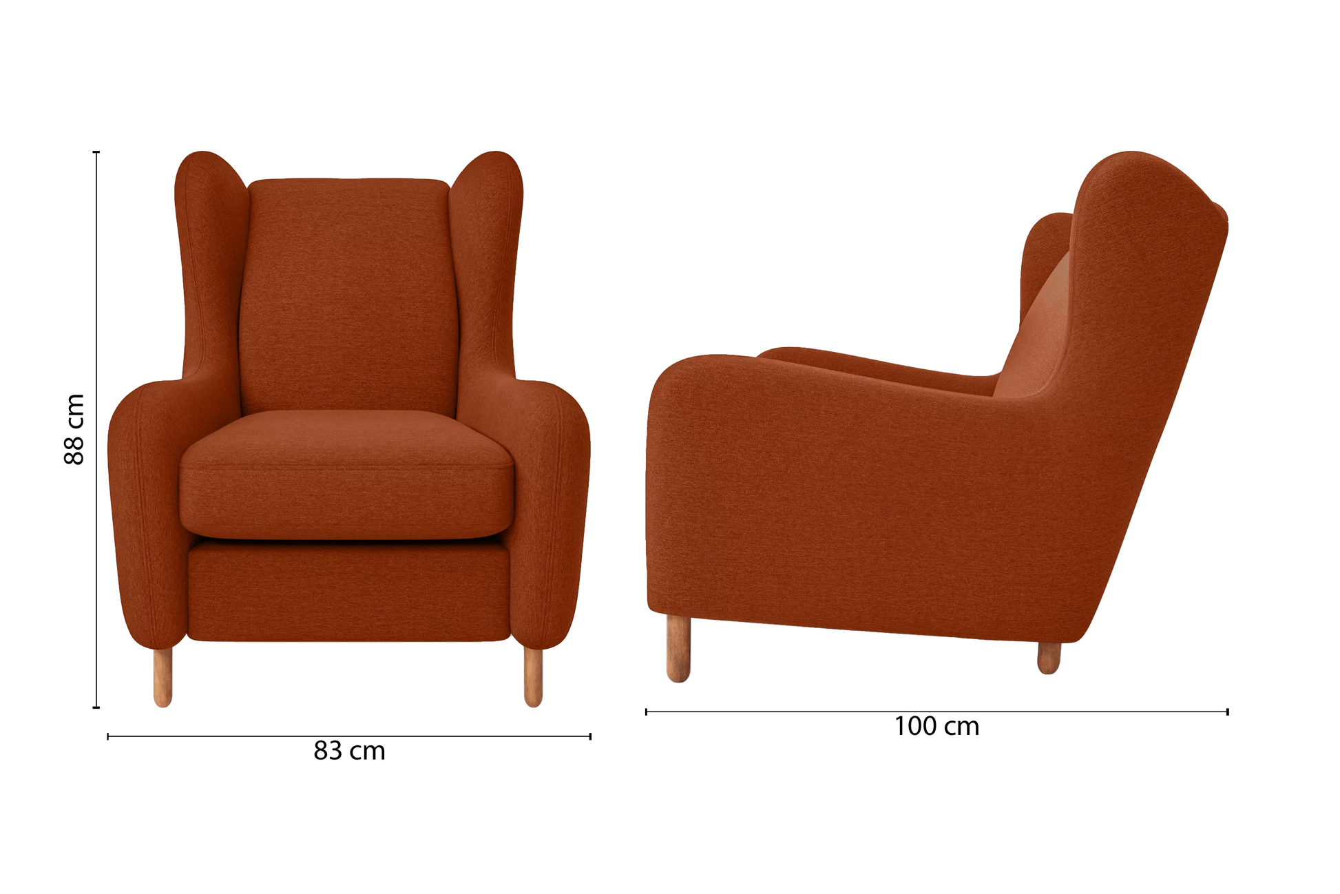 Sassari Armchair Orange Linen Fabric