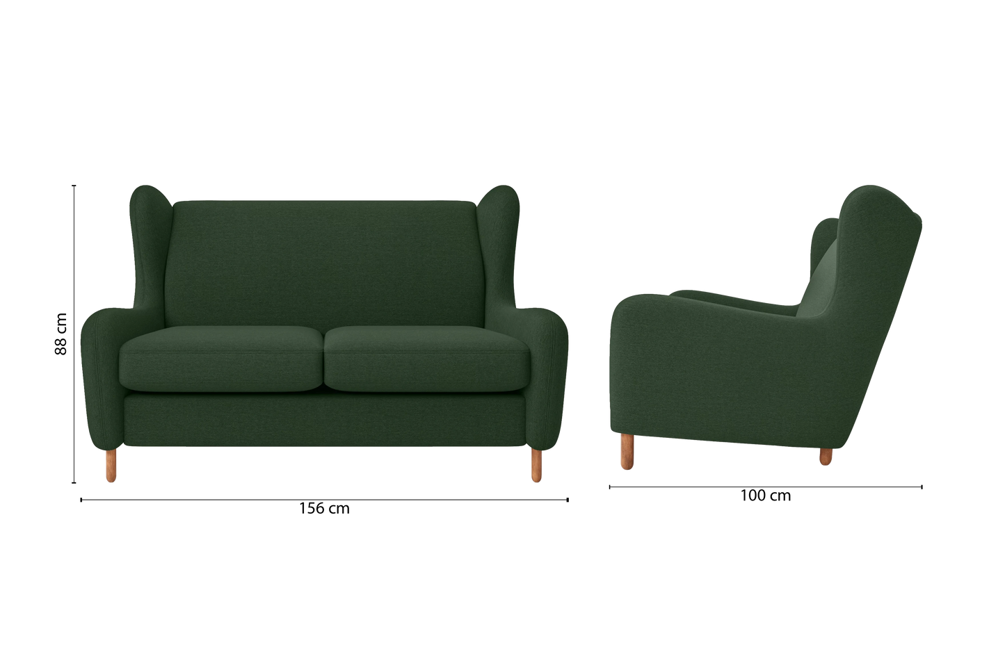 Sassari 2 Seater Sofa Forest Green Linen Fabric