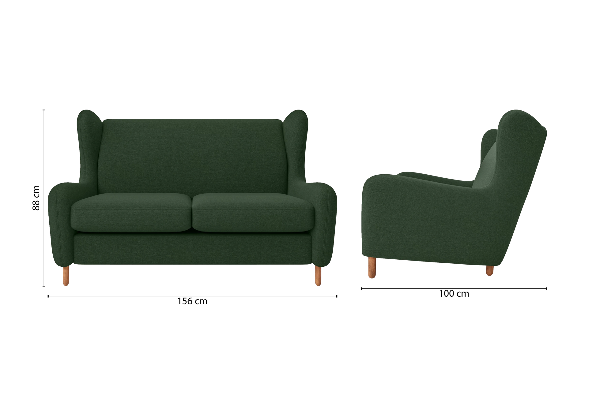 Sassari 2 Seater Sofa Forest Green Linen Fabric