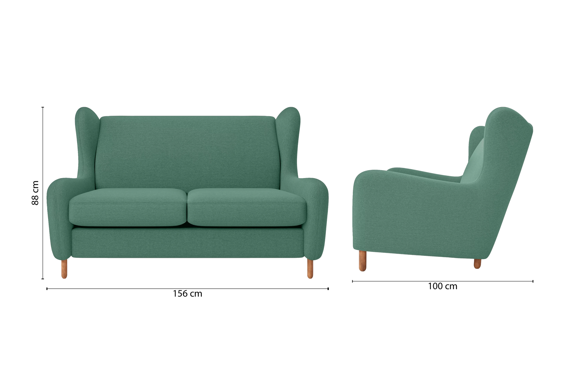 Sassari 2 Seater Sofa Mint Green Linen Fabric