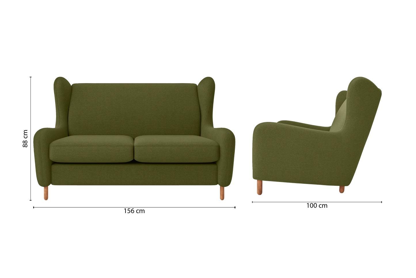 Sassari 2 Seater Sofa Olive Linen Fabric