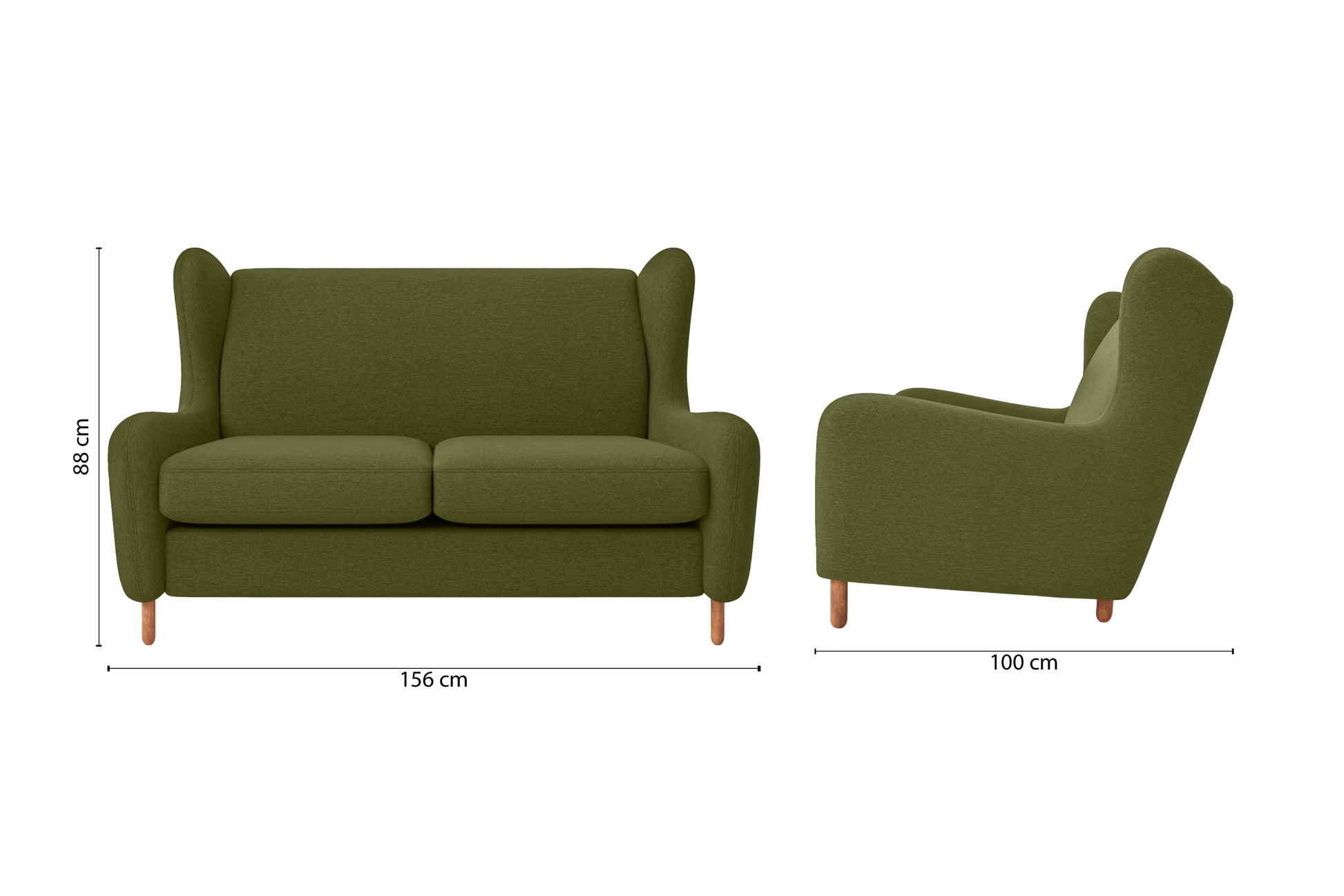 Sassari 2 Seater Sofa Olive Linen Fabric