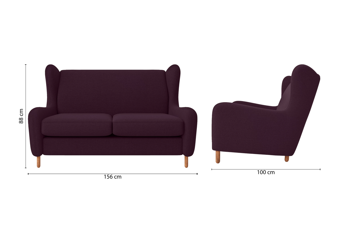 Sassari 2 Seater Sofa Purple Linen Fabric