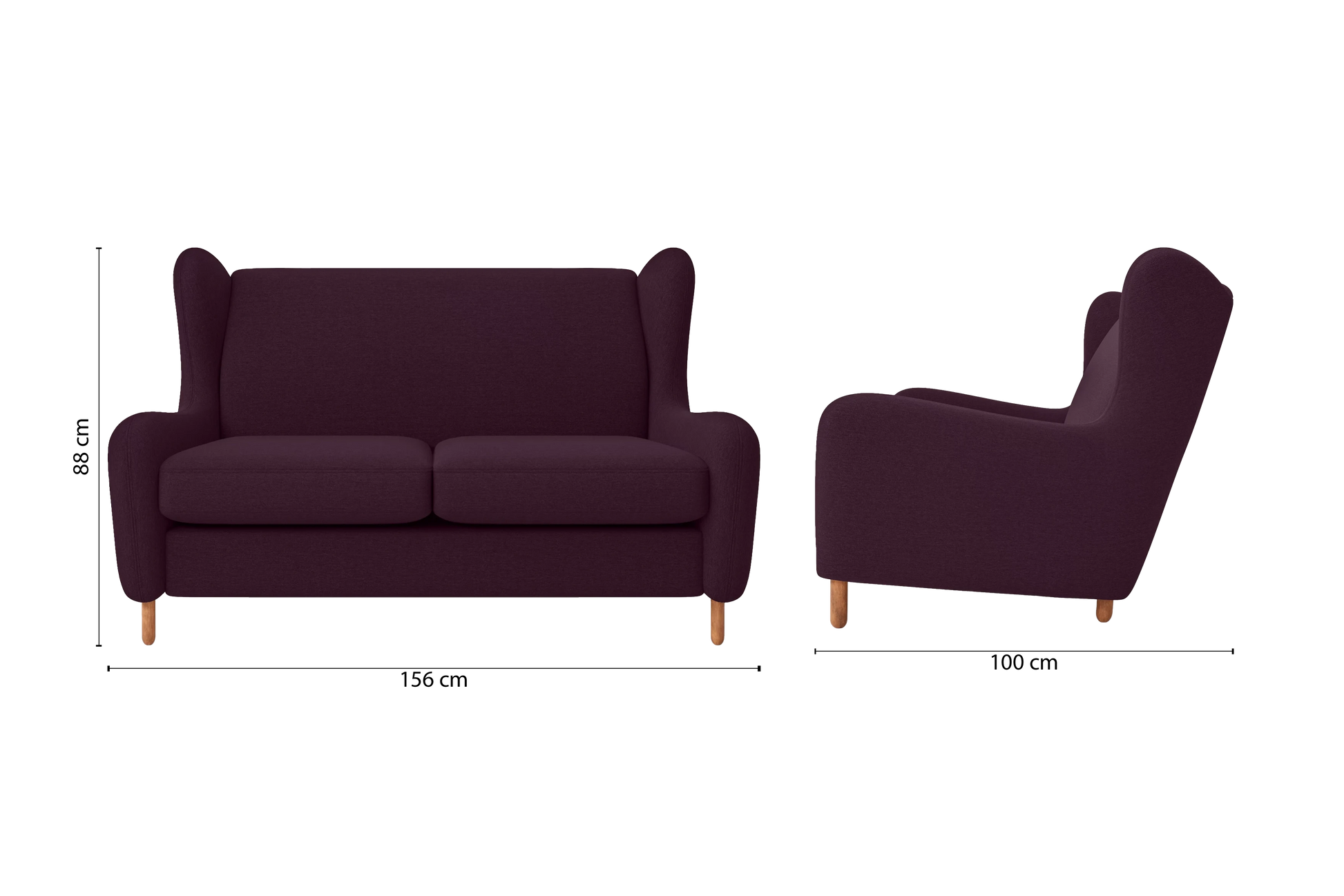 Sassari 2 Seater Sofa Purple Linen Fabric