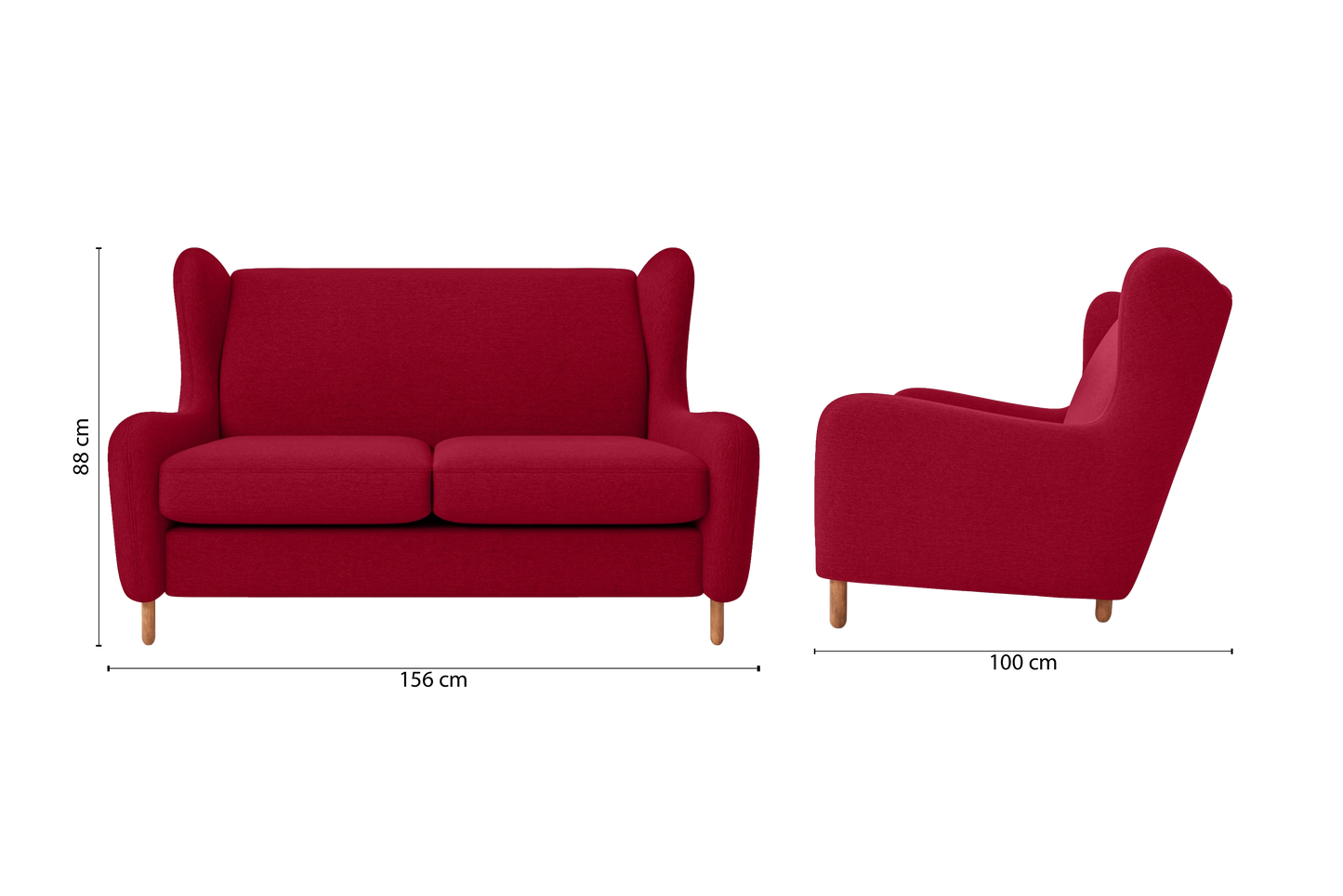 Sassari 2 Seater Sofa Red Linen Fabric