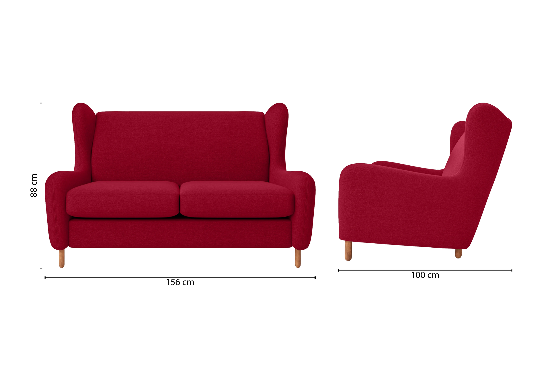 Sassari 2 Seater Sofa Red Linen Fabric