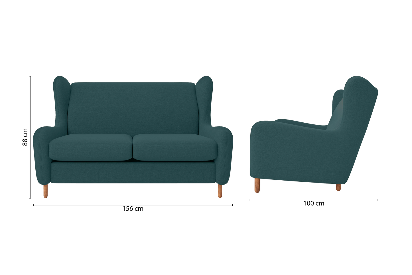 Sassari 2 Seater Sofa Teal Linen Fabric