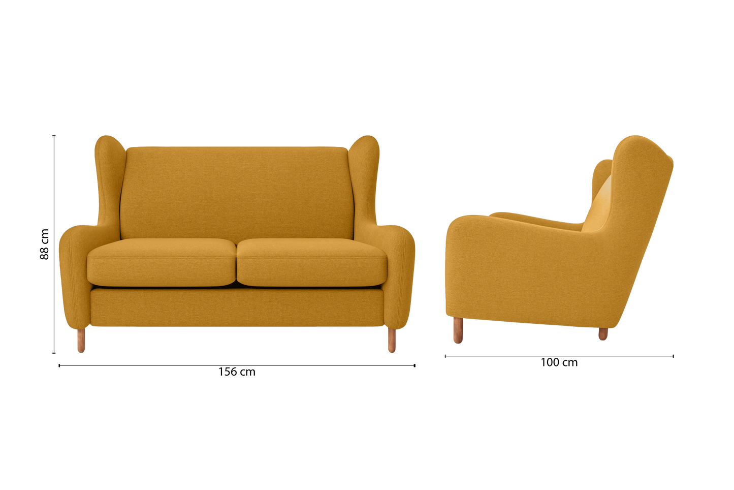 Sassari 2 Seater Sofa Yellow Linen Fabric