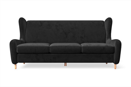 Sassari 3 Seater Sofa Black Velvet