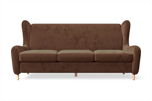 Sassari 3 Seater Sofa Coffee Brown Velvet