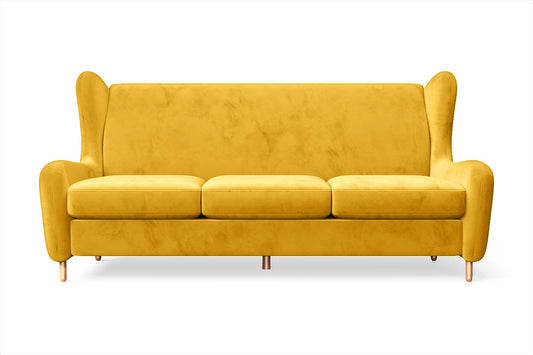 Sassari 3 Seater Sofa Yellow Velvet