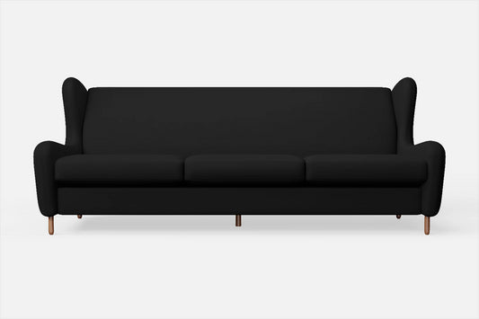 Sassari 4 Seater Sofa Black Leather