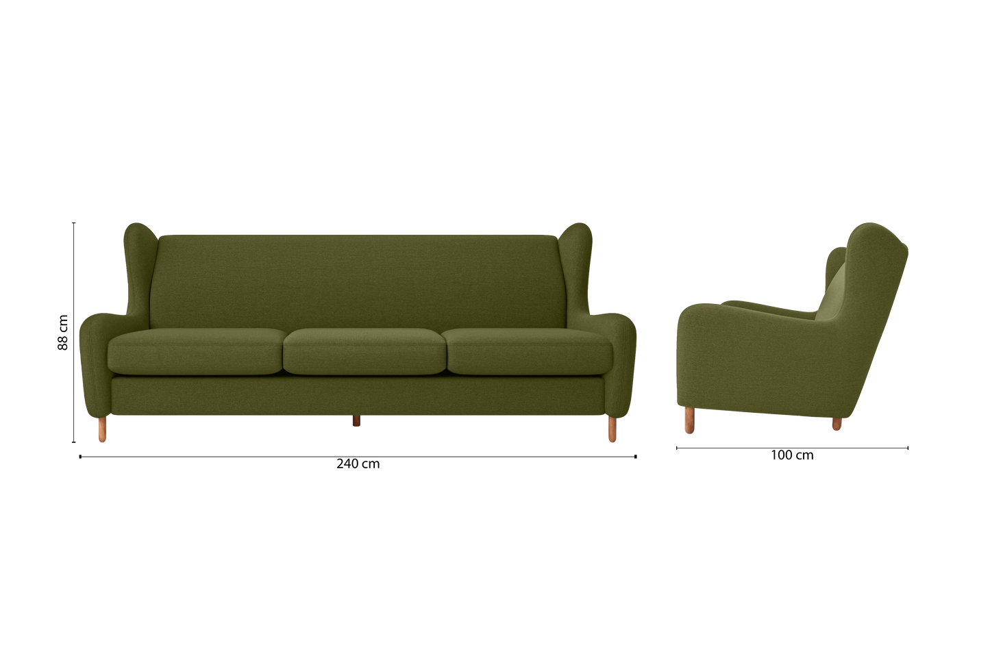 Sassari 4 Seater Sofa Olive Linen Fabric