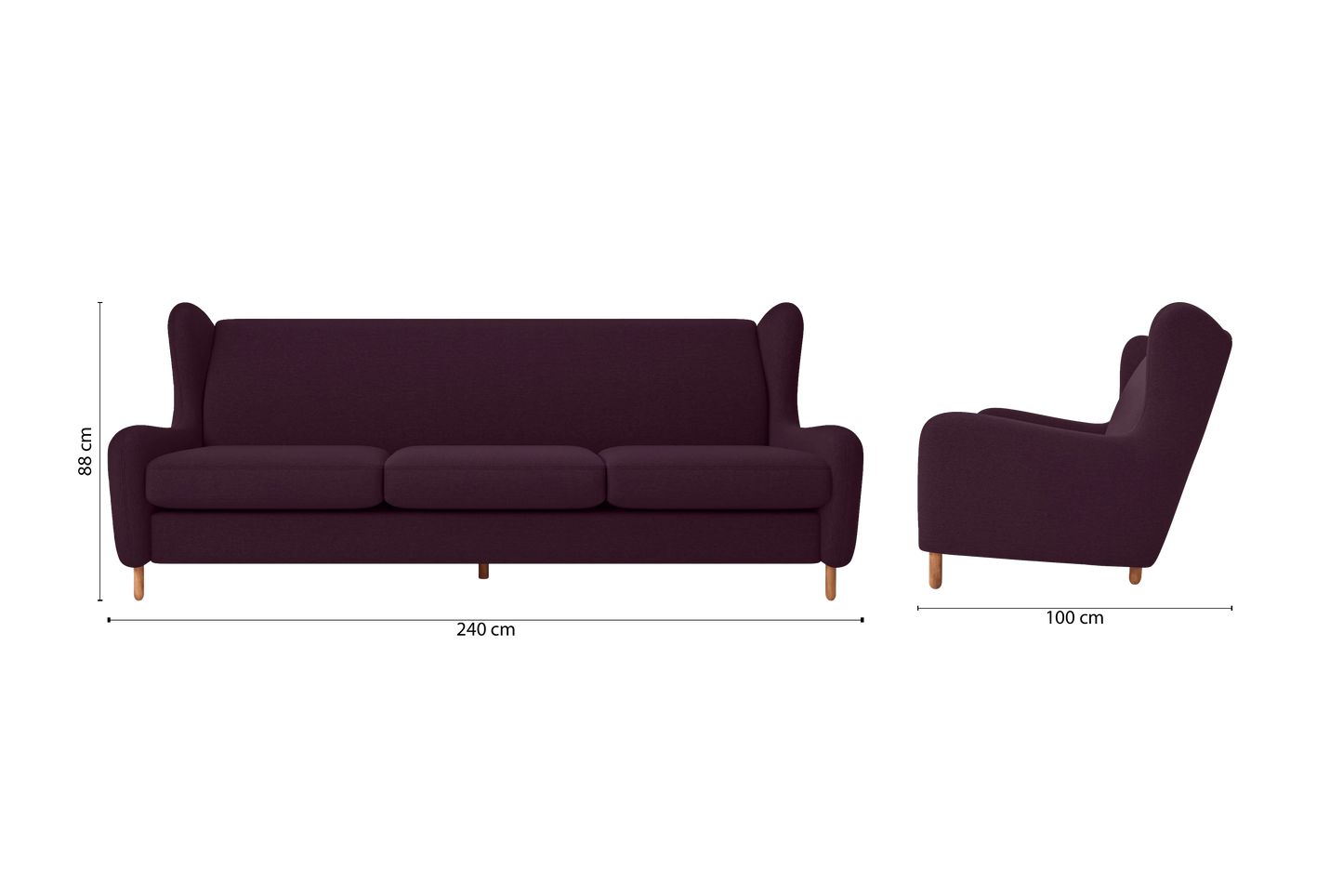 Sassari 4 Seater Sofa Purple Linen Fabric