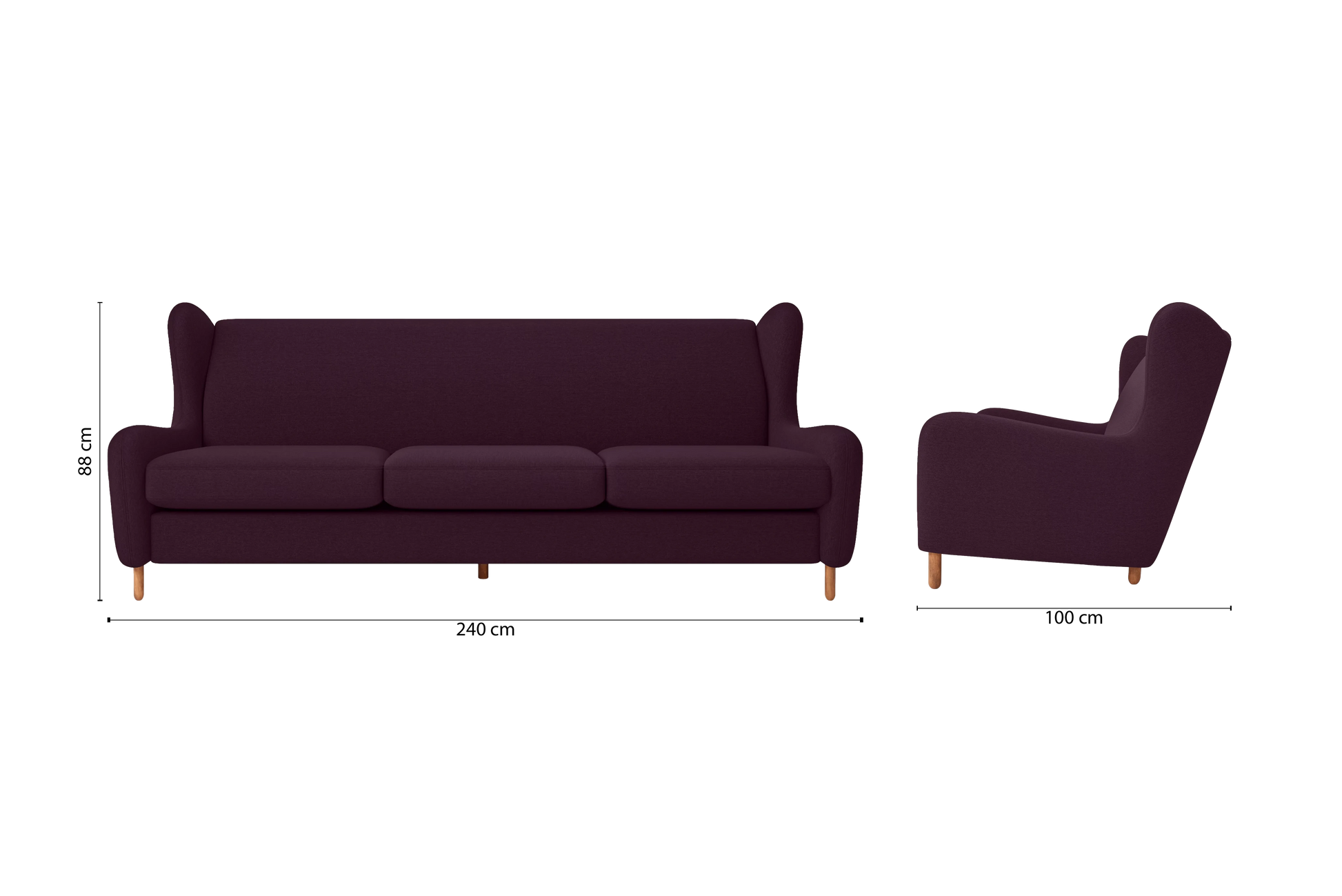 Sassari 4 Seater Sofa Purple Linen Fabric