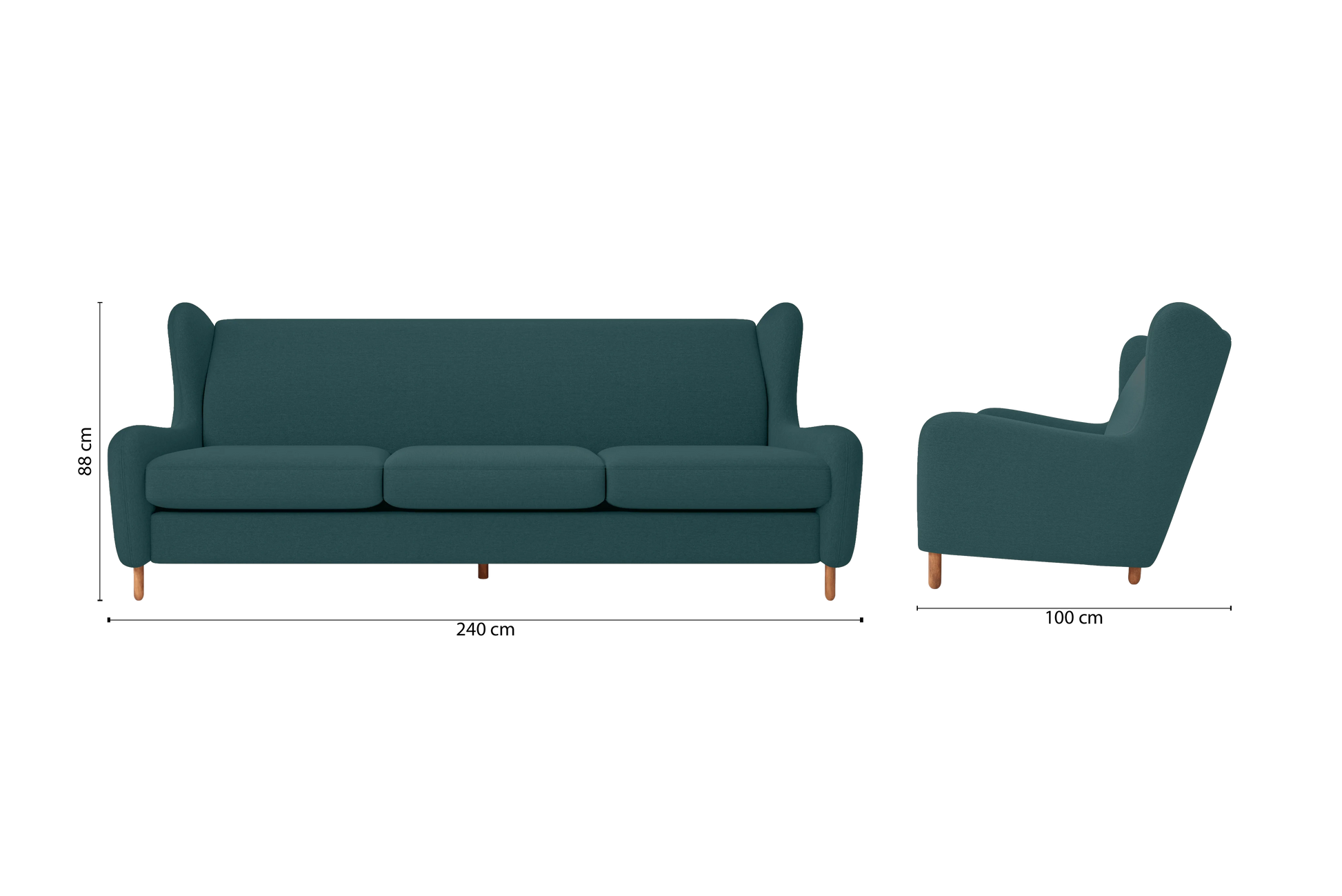 Sassari 4 Seater Sofa Teal Linen Fabric