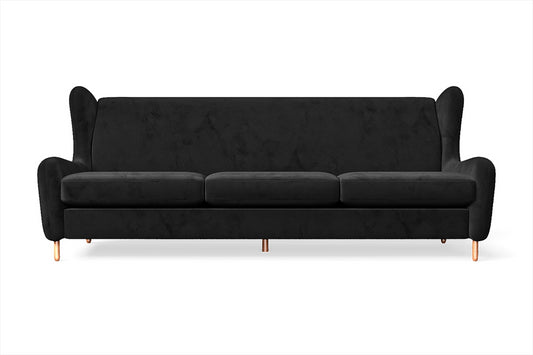 Sassari 4 Seater Sofa Black Velvet