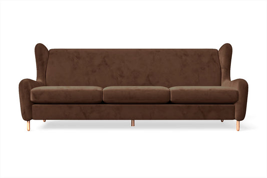 Sassari 4 Seater Sofa Coffee Brown Velvet