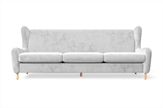 Sassari 4 Seater Sofa White Velvet