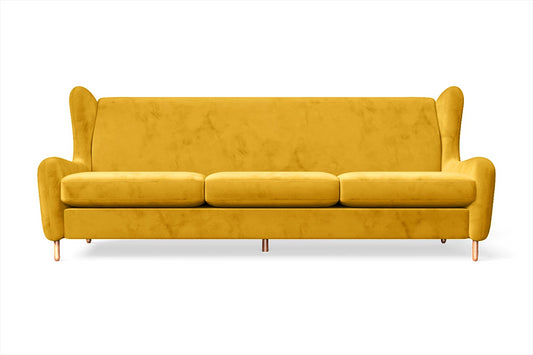 Sassari 4 Seater Sofa Yellow Velvet