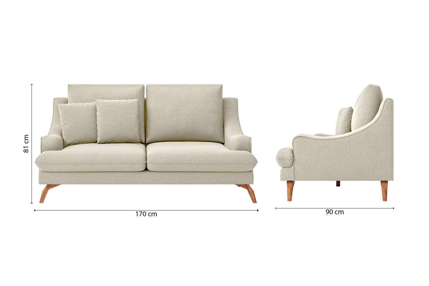 Savona 2 Seater Sofa Cream Linen Fabric