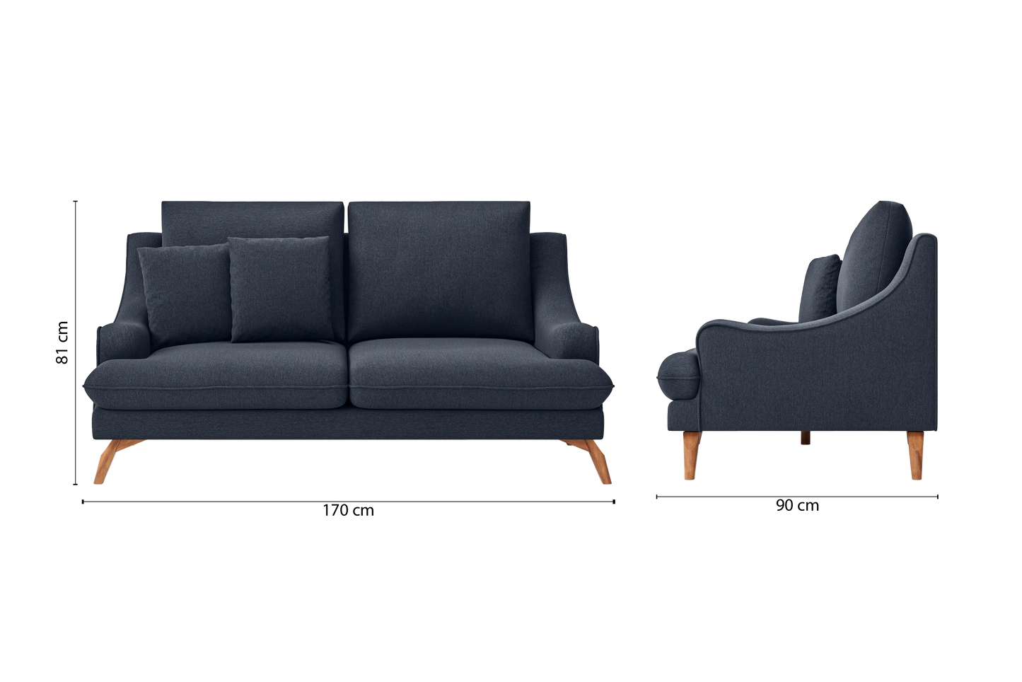 Savona 2 Seater Sofa Dark Blue Linen Fabric