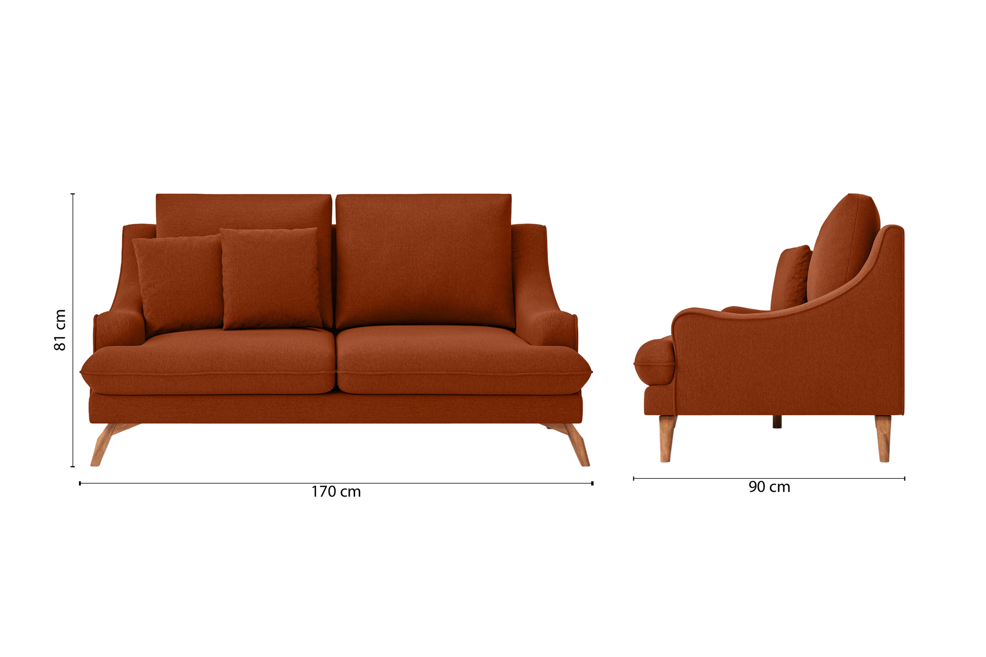 Savona 2 Seater Sofa Orange Linen Fabric