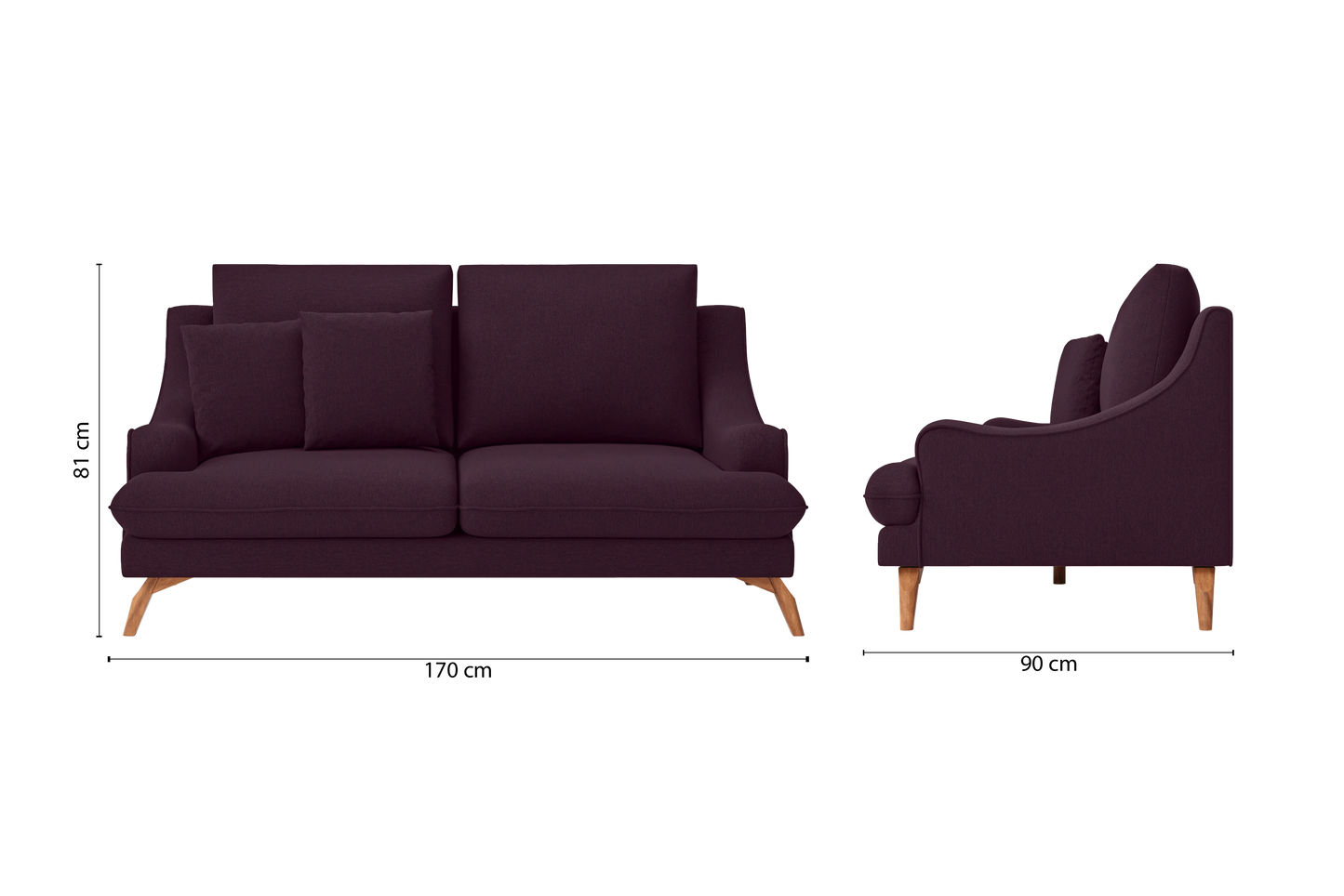 Savona 2 Seater Sofa Purple Linen Fabric