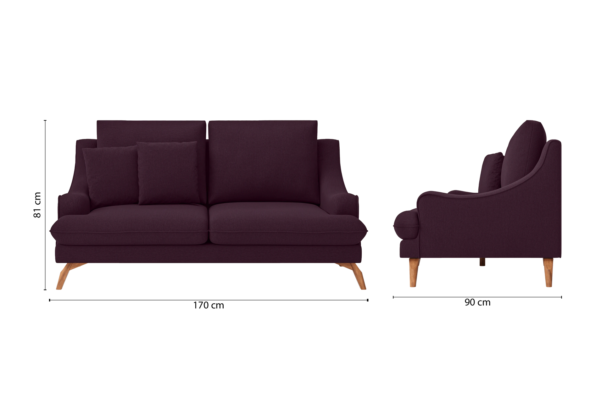 Savona 2 Seater Sofa Purple Linen Fabric