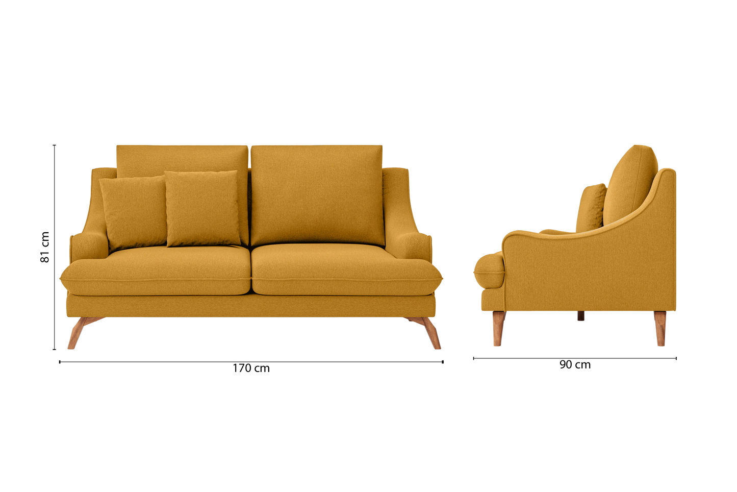 Savona 2 Seater Sofa Yellow Linen Fabric