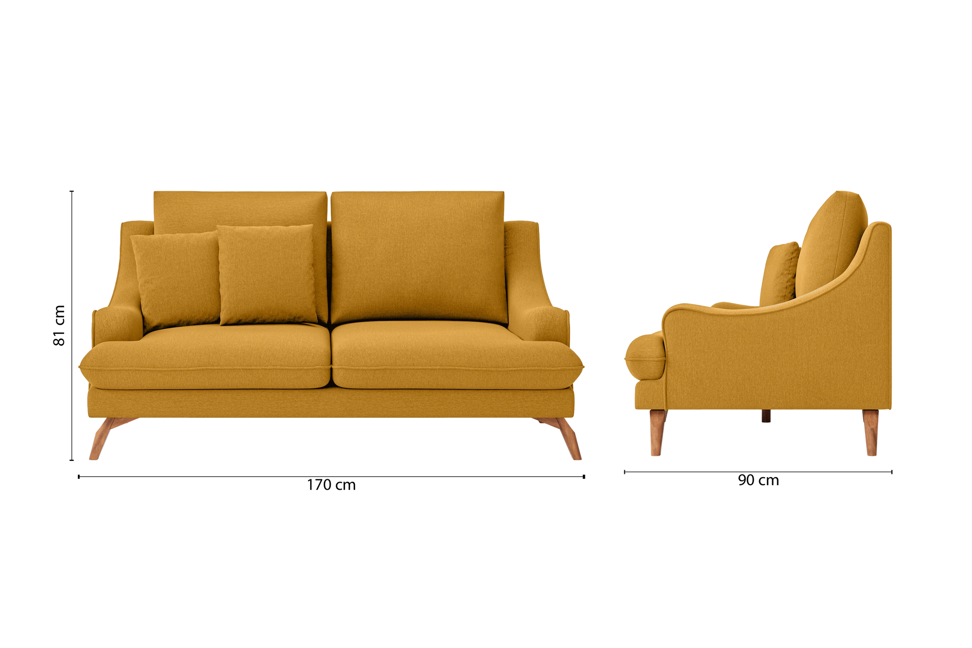 Savona 2 Seater Sofa Yellow Linen Fabric