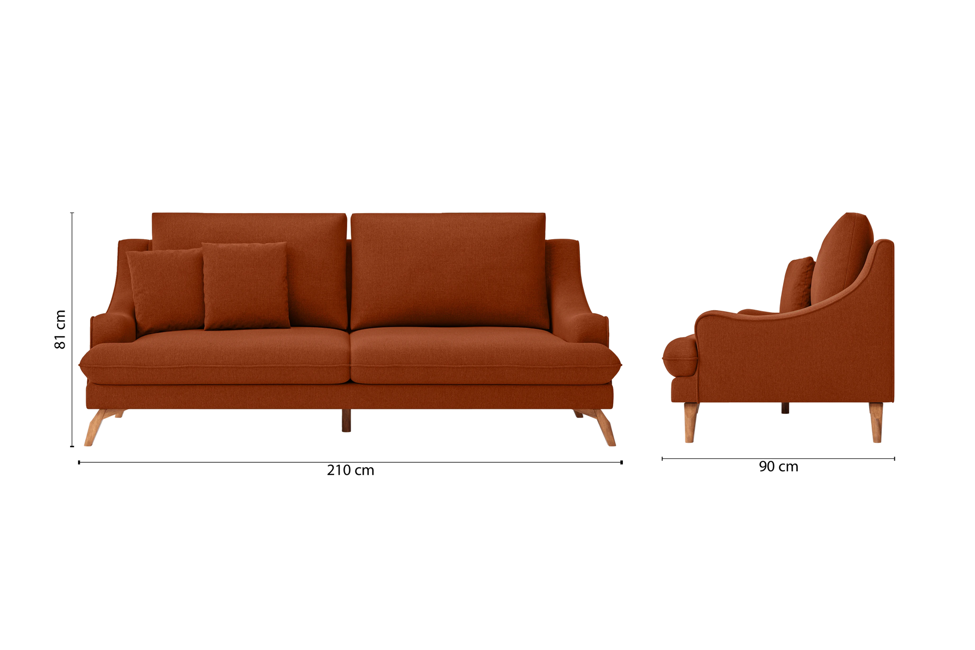 Savona 3 Seater Sofa Orange Linen Fabric