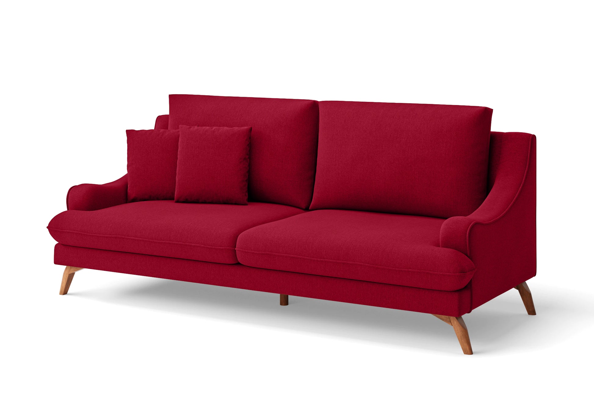 Savona 3 Seater Sofa Red Linen Fabric