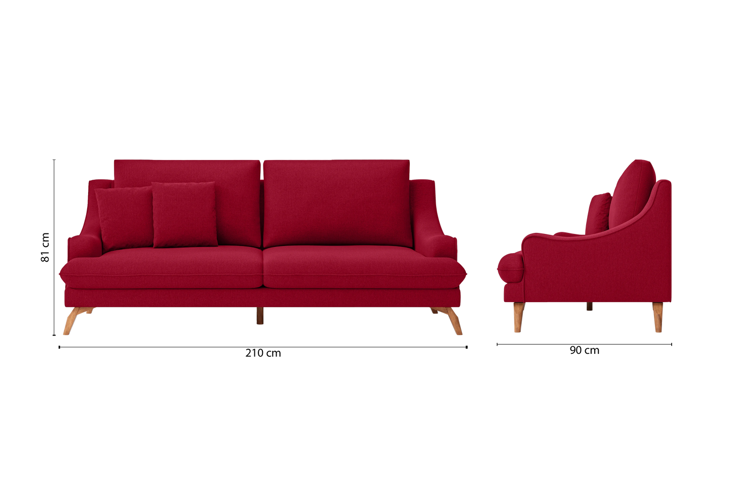 Savona 3 Seater Sofa Red Linen Fabric