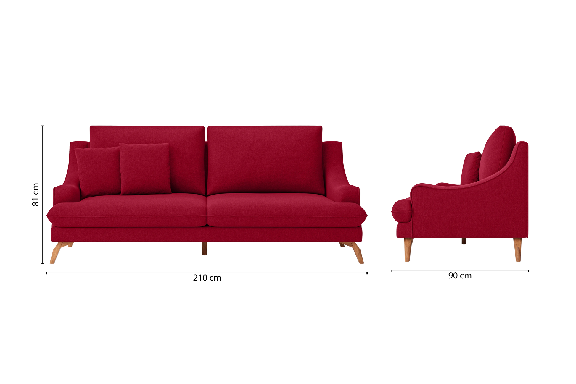 Savona 3 Seater Sofa Red Linen Fabric