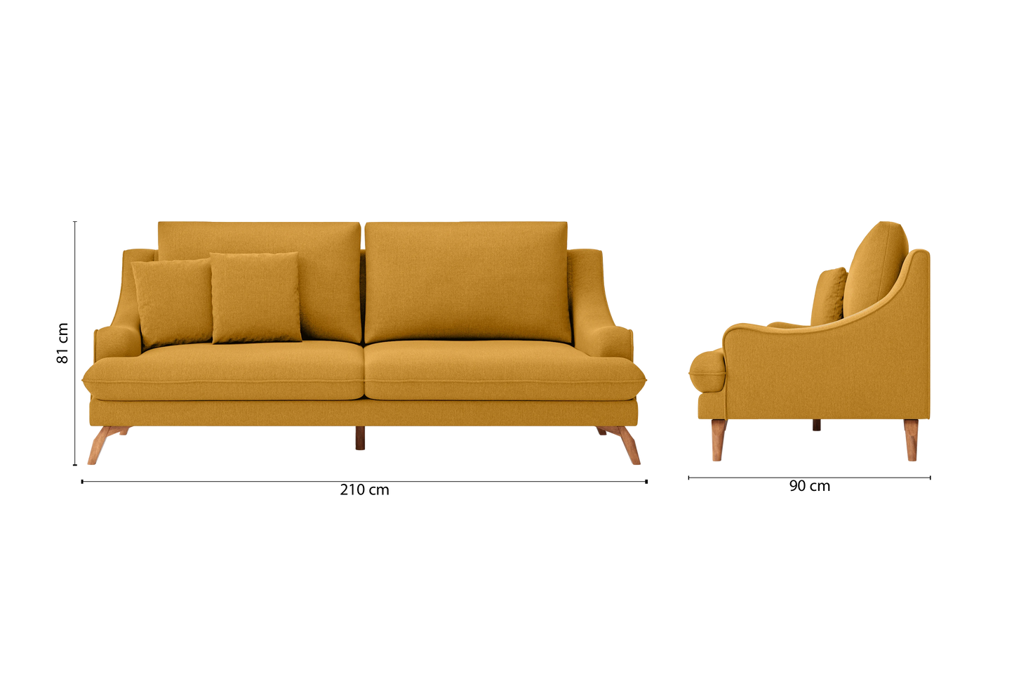 Savona 3 Seater Sofa Yellow Linen Fabric