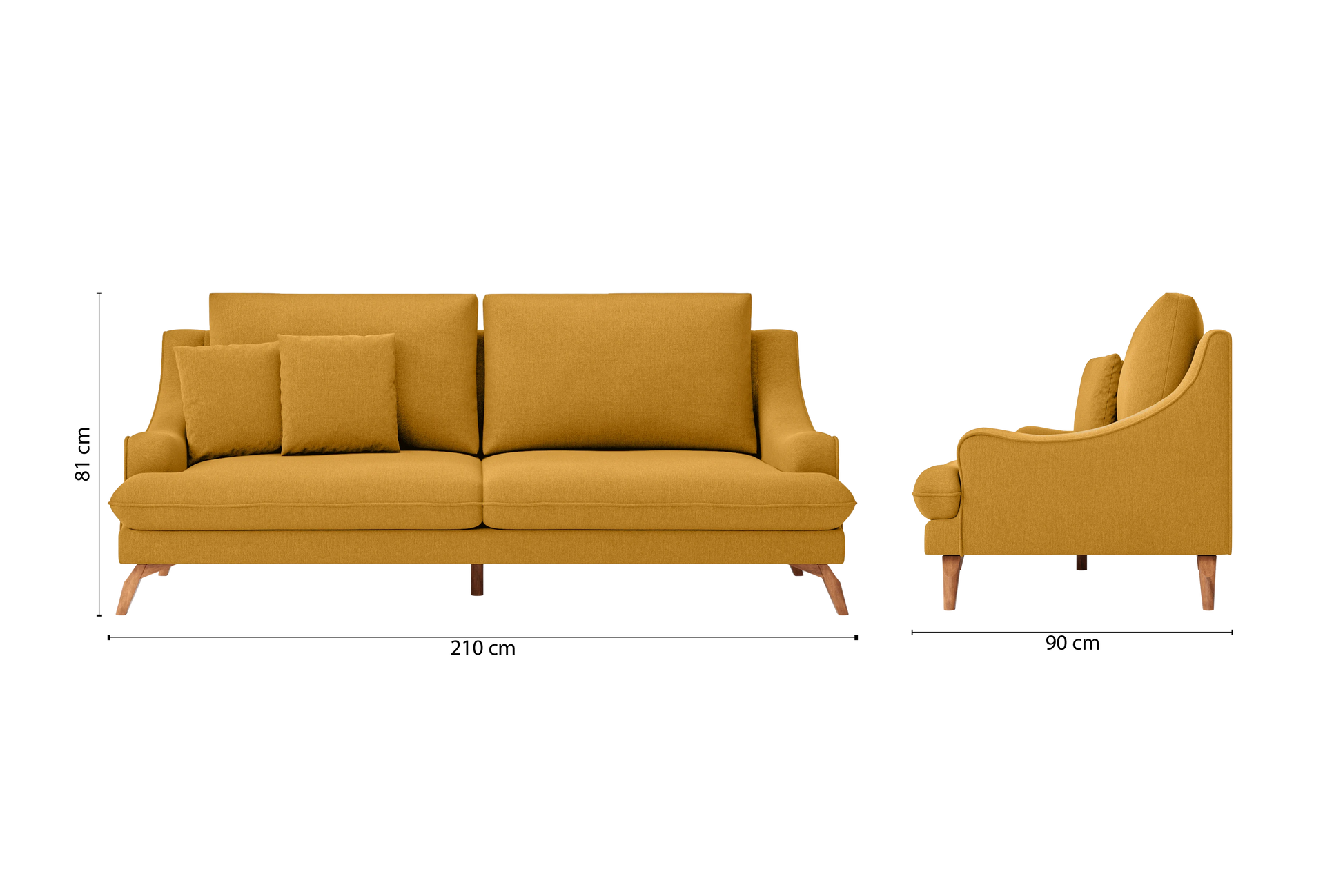 Savona 3 Seater Sofa Yellow Linen Fabric