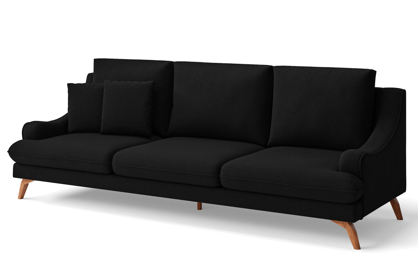 Savona 4 Seater Sofa Black Linen Fabric