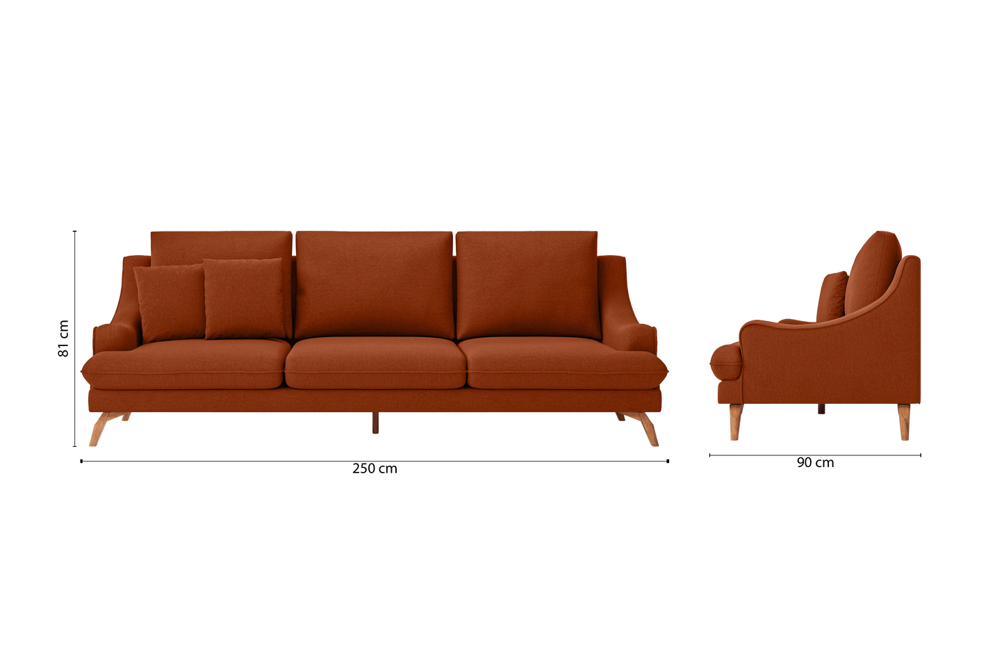 Savona 4 Seater Sofa Orange Linen Fabric