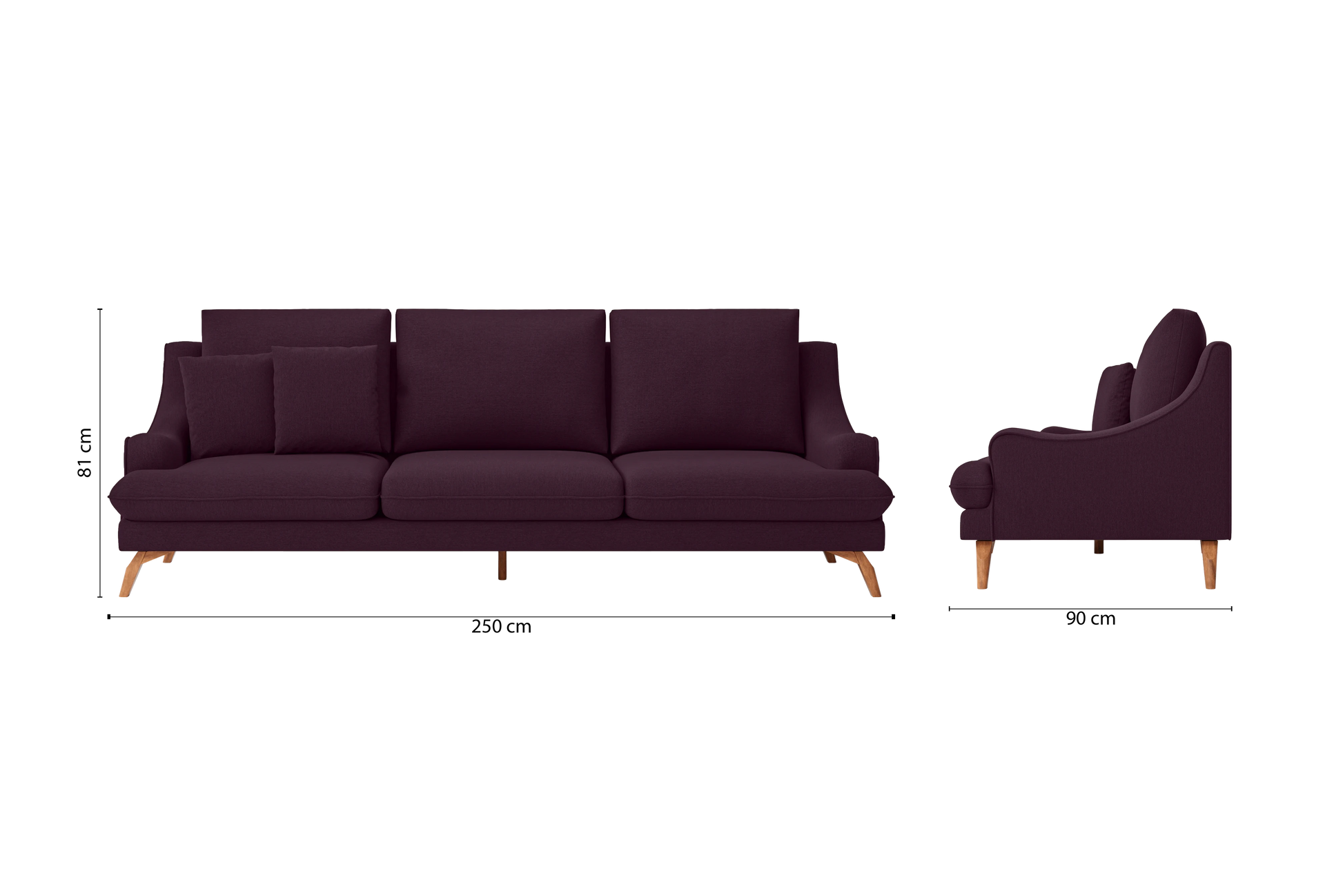 Savona 4 Seater Sofa Purple Linen Fabric