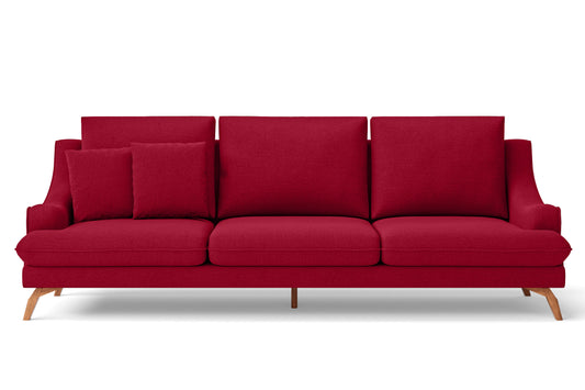 Savona 4 Seater Sofa Red Linen Fabric