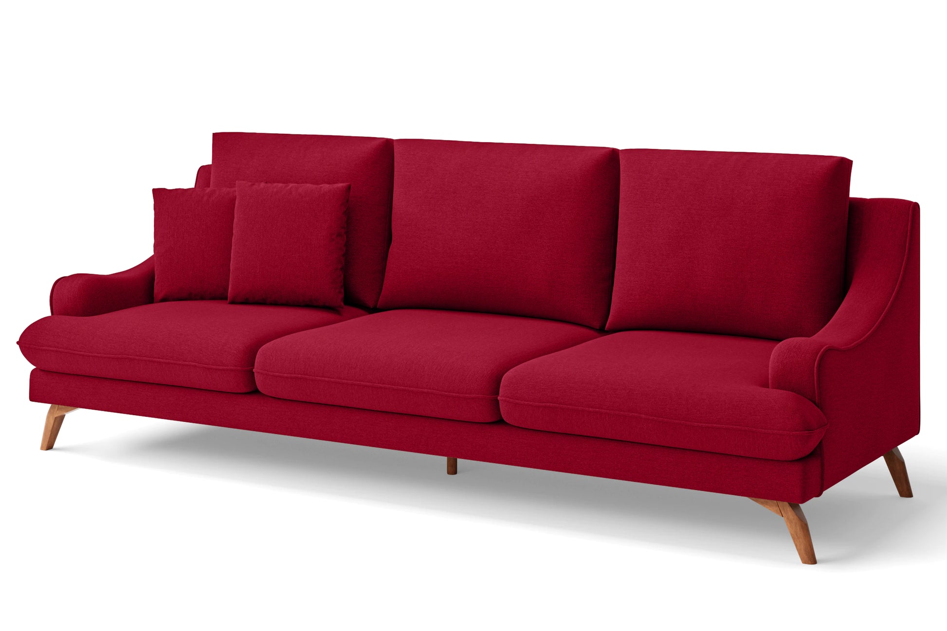 Savona 4 Seater Sofa Red Linen Fabric