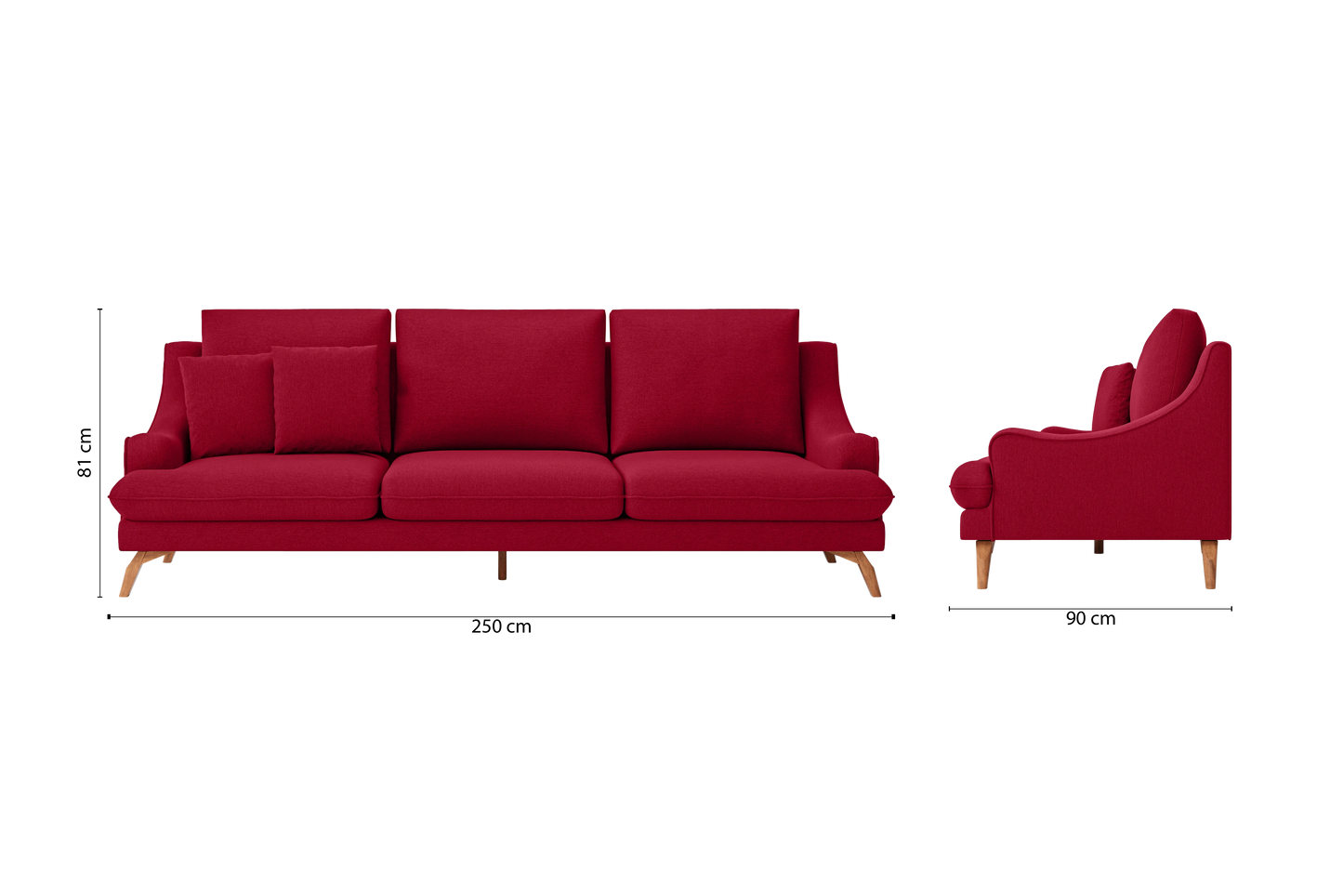 Savona 4 Seater Sofa Red Linen Fabric