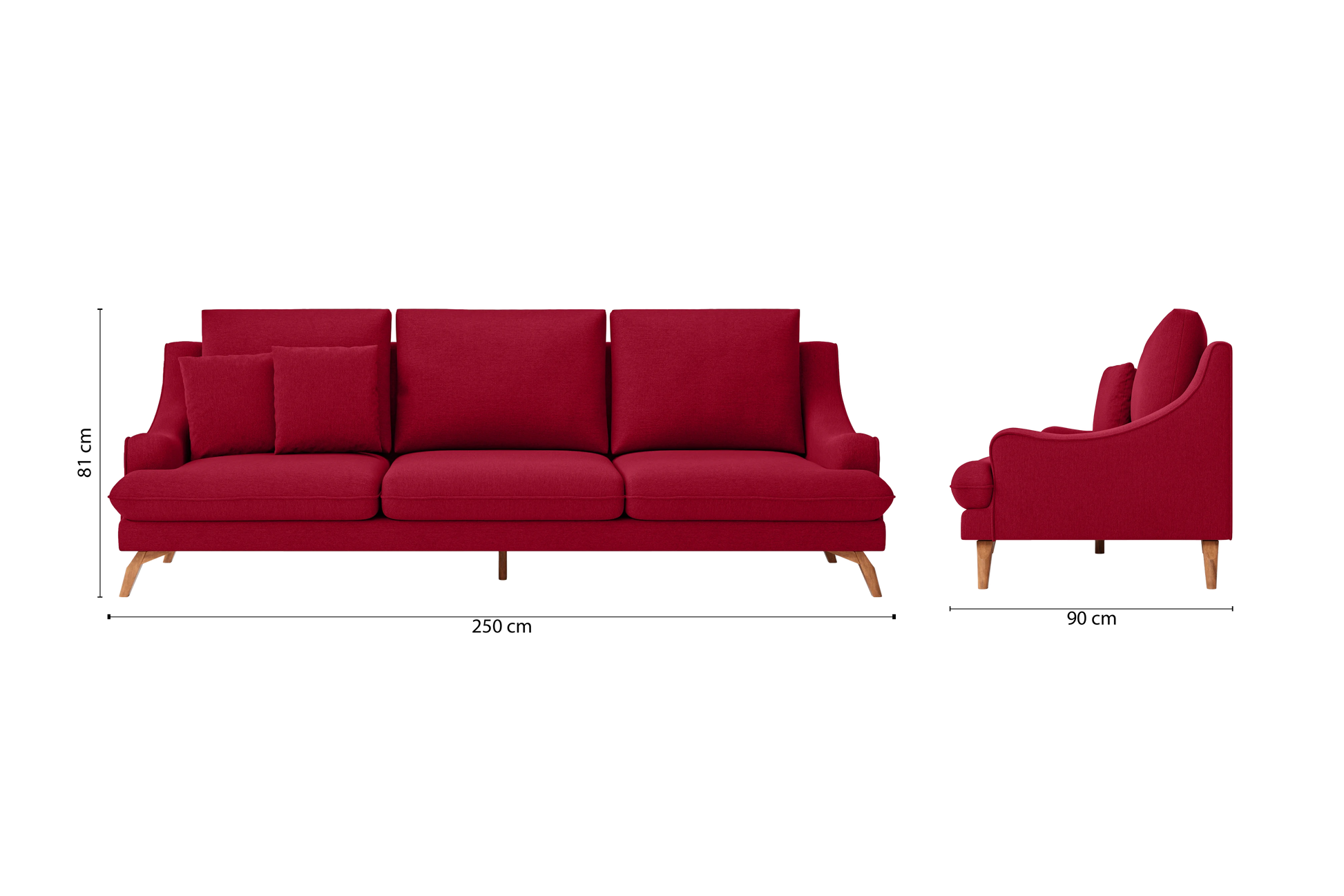 Savona 4 Seater Sofa Red Linen Fabric